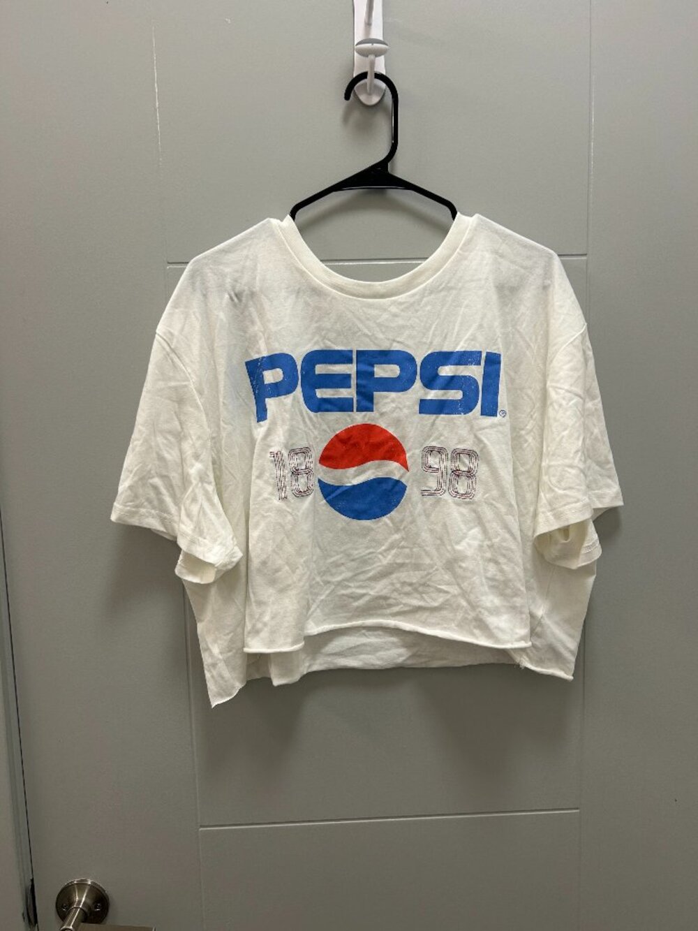 Pepsi 1898 Cropped White T-Shirt 2X Oversized Boxy Graphic Tee Retro Y2K
